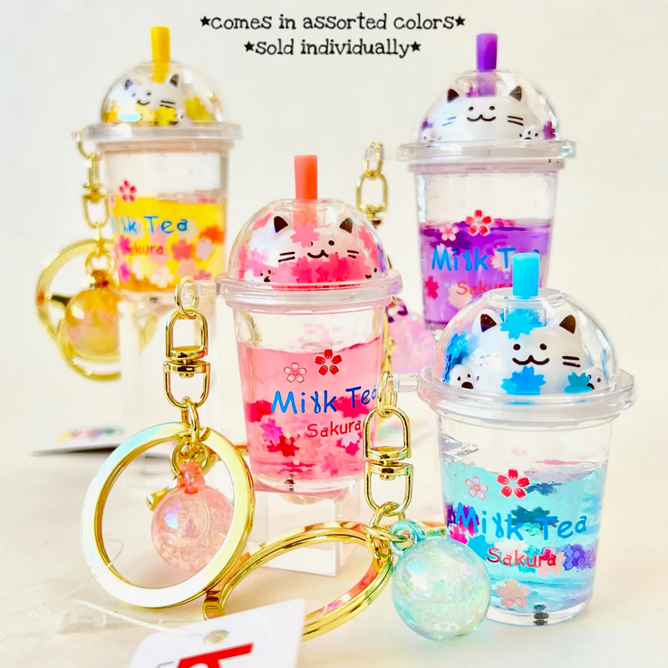 Kitty Boba Milk Keychain