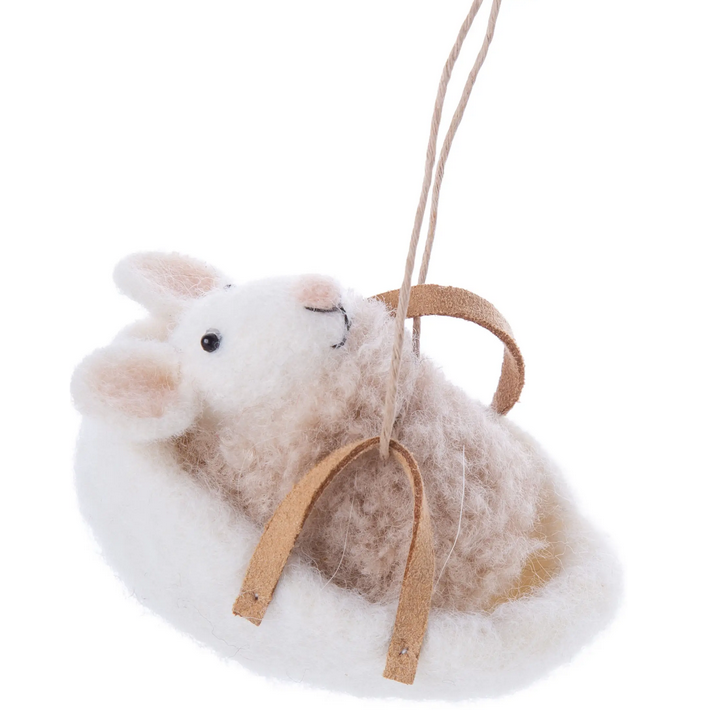 Baby Mouse in Bassinet Felt Ornament