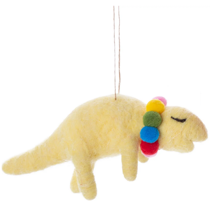 Yellow Dino Felt Ornament